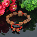"Premium 3 Mukhi Rudraksha Bracelet with original Nepali and Indonesian Rudraksha beads, crafted for spiritual significance and traditional elegance."