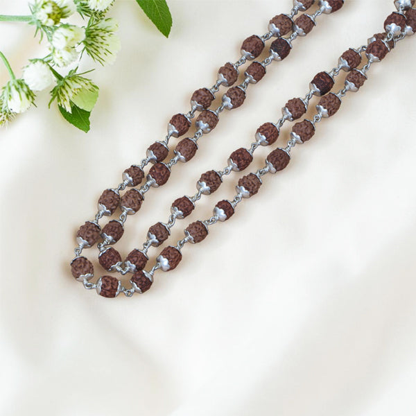4 Mukhi Rudraksha Mala - Silver