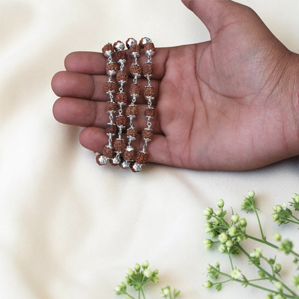 4 Mukhi Rudraksha Mala - Silver