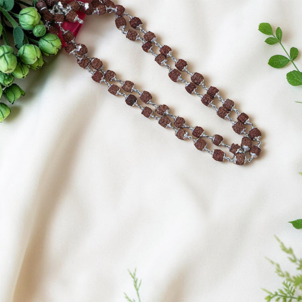 4 Mukhi Rudraksha Mala - Silver