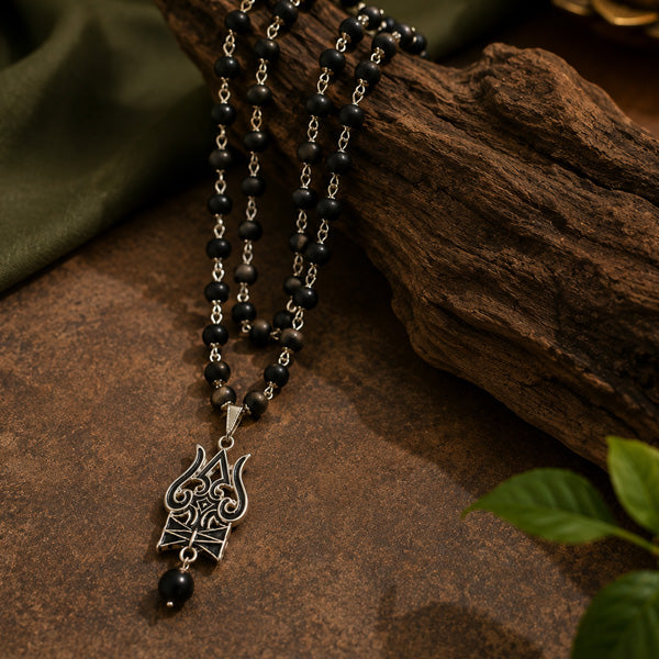 54+1 Beads Karungali Mala with German Silver Capping