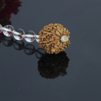 "Premium Rudraksha Kavach for Vastu, Black Magic & Evil Eye with 9 natural Sphatik beads and original 10 Mukhi Rudraksha, crafted with spiritual significance and traditional elegance."