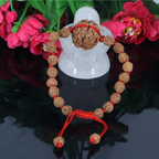 "Premium 4 Mukhi Rudraksha Bracelet with original Nepali and Indonesian Rudraksha beads, crafted for spiritual significance and traditional elegance."