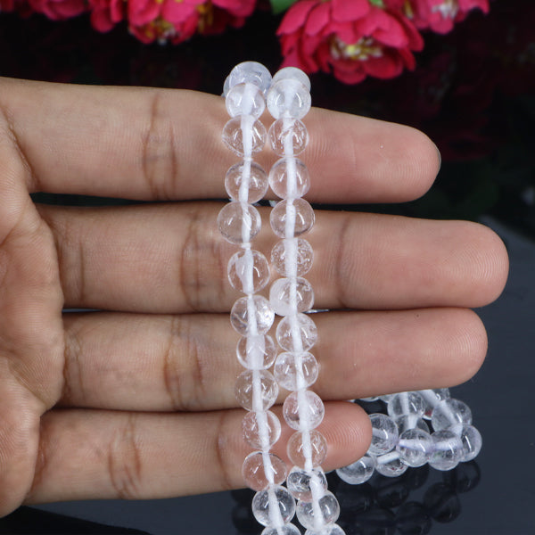 "Premium Sphatik Mala with polished crystal beads, crafted for elegance, clarity, and spiritual significance."