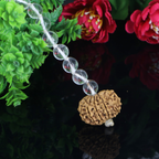 "Premium Rudraksha Kavach for Vastu, Black Magic & Evil Eye with 9 natural Sphatik beads and original 10 Mukhi Rudraksha, crafted with spiritual significance and traditional elegance."