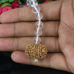 "Premium Rudraksha Kavach for Vastu, Black Magic & Evil Eye with 9 natural Sphatik beads and original 10 Mukhi Rudraksha, crafted with spiritual significance and traditional elegance."