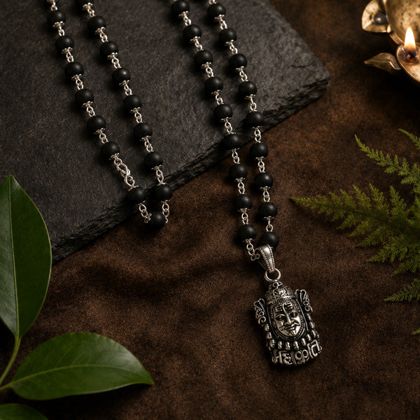 54+1 Beads Karungali Mala with German Silver Capping