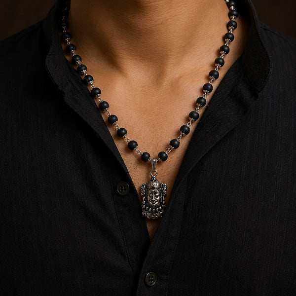 54+1 Beads Karungali Mala with German Silver Capping