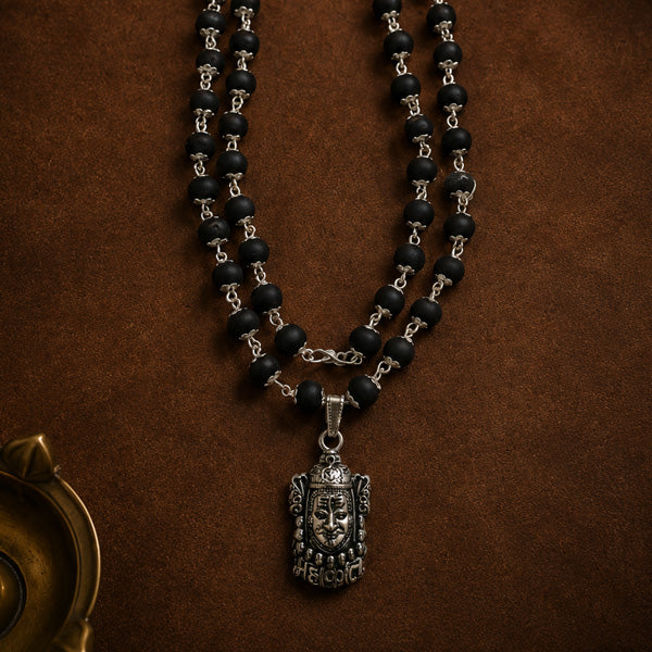54+1 Beads Karungali Mala with German Silver Capping