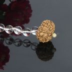 "Premium Rudraksha Kavach for Vehicle Protection with 10 natural Sphatik beads and one original 11 Mukhi Rudraksha, crafted with spiritual significance and traditional elegance."