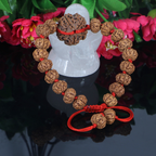 "Premium 5 Mukhi Rudraksha Bracelet with original Nepali and Indonesian Rudraksha beads, crafted for spiritual significance and traditional elegance."
