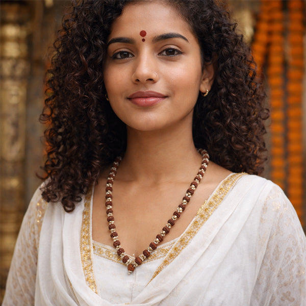 5 Mukhi Rudraksha Mala - German Silver