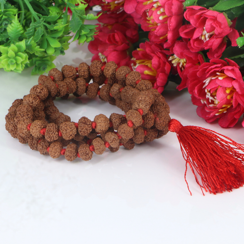 10 Mukhi Rudraksha Mala with authentic natural 10 Mukhi Rudraksha beads, handcrafted spiritual mala for meditation, chanting, protection, positivity, and spiritual well-being