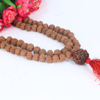 "Premium original 6 Mukhi Rudraksha Mala with 6 Mukhi Meru, crafted with authentic Rudraksha beads for spiritual significance and traditional elegance."