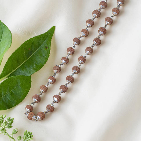7 Mukhi Rudraksha Mala - Silver