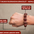 7 Mukhi Rudraksha Bracelet with 12 Genuine Nepali Beads - Government Lab Certified | Sanklp