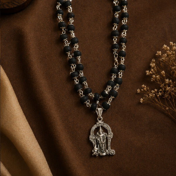 54+1 Beads Karungali Mala with German Silver Capping