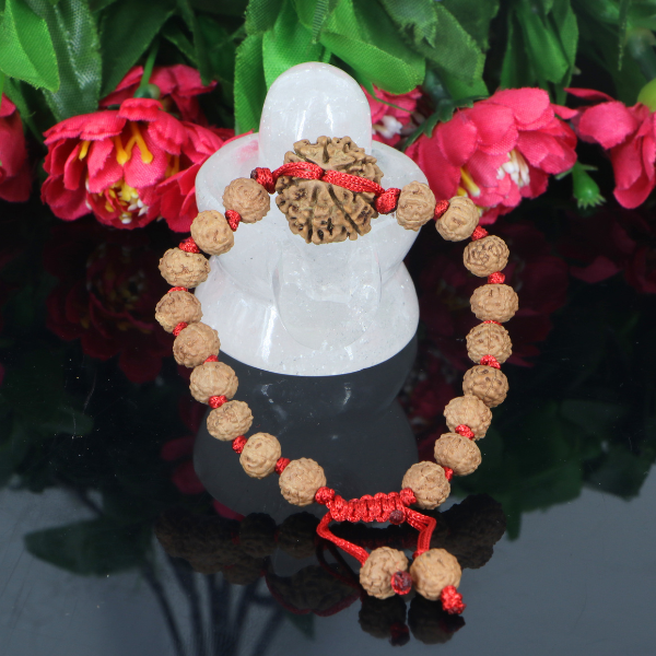 "Premium 7 Mukhi Rudraksha Bracelet with original Nepali and Indonesian Rudraksha beads, crafted for spiritual significance and traditional elegance."