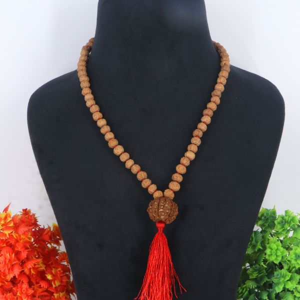 "Premium original 7 Mukhi Rudraksha Mala with 7 Mukhi Meru, crafted with authentic Rudraksha beads for spiritual significance and traditional elegance."