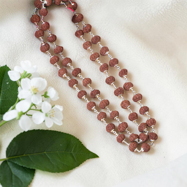 8 Mukhi Rudraksha Mala - Silver