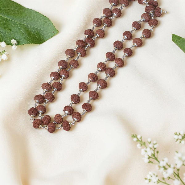 8 Mukhi Rudraksha Mala - Silver