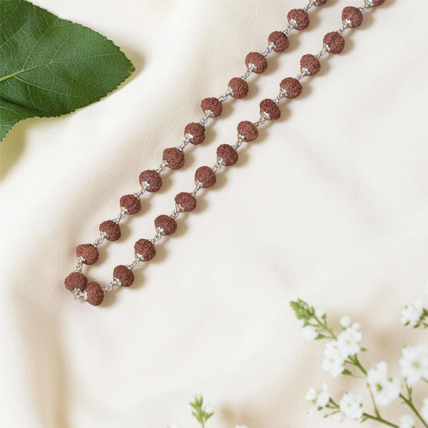 8 Mukhi Rudraksha Mala - Silver