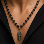 54+1 Beads Karungali Mala with German Silver Capping