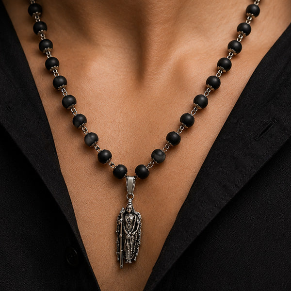54+1 Beads Karungali Mala with German Silver Capping