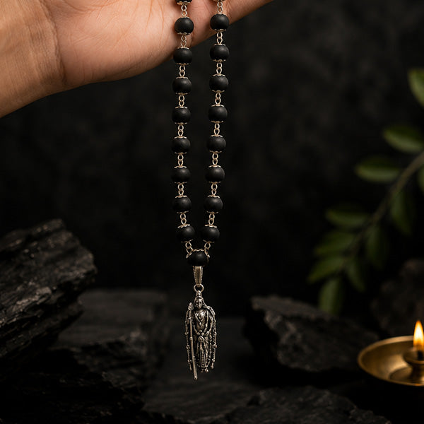 54+1 Beads Karungali Mala with German Silver Capping