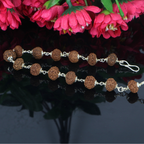 8 Mukhi Indonesian Rudraksha Bracelet with authentic natural Rudraksha beads, handcrafted spiritual bracelet associated with wisdom, success, obstacle removal, and positive energy.