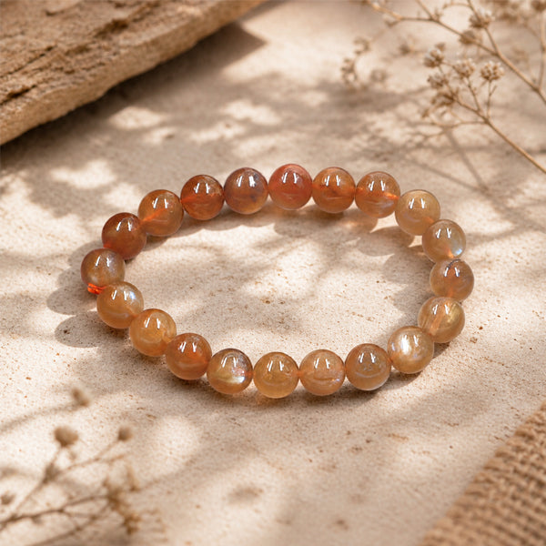 "Premium natural Andesine Stone Bracelet with polished stone beads, crafted for elegance, beauty, and positive energy."