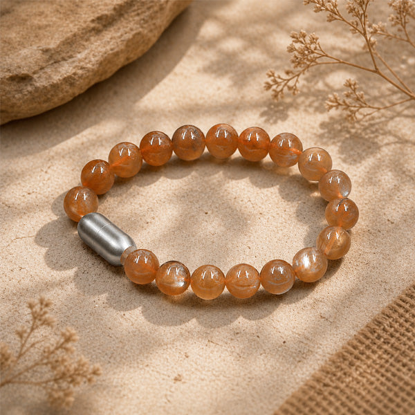 "Premium natural Andesine Stone Bracelet with polished stone beads, crafted for elegance, beauty, and positive energy."
