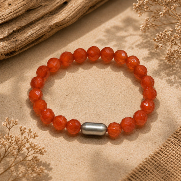 "Premium natural Carnelian Stone Bracelet with polished gemstone beads, crafted for elegance, beauty, and positive energy."