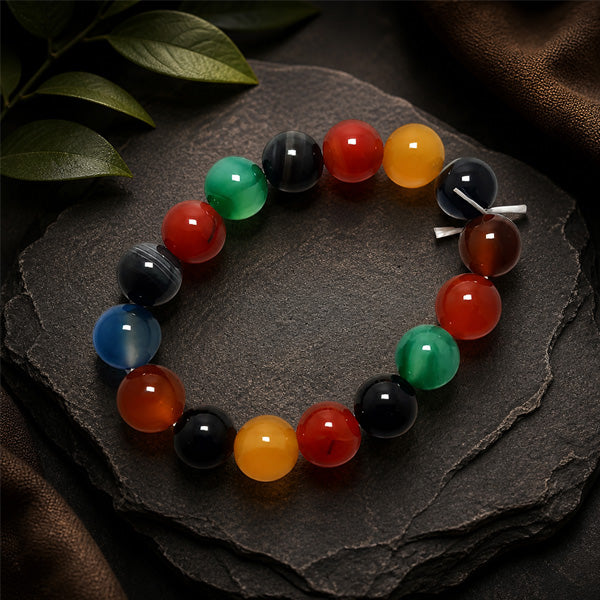 "Premium Multi Agate Bracelet with polished natural Agate gemstone beads, crafted for elegance, beauty, and positive energy."