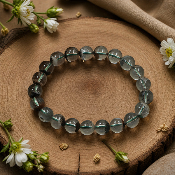 "Premium natural Phantom Quartz Stone Bracelet with polished gemstone beads, crafted for elegance, beauty, and positive energy."