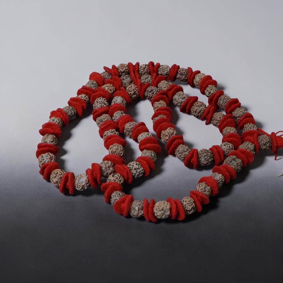 "Premium original 3 Mukhi Nepali Rudraksha Kantha Mala crafted with authentic Rudraksha beads, valued for spiritual significance and traditional elegance."
