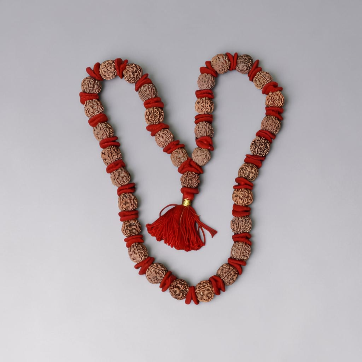 "Premium original 4 Mukhi Nepali Rudraksha Kantha Mala crafted with authentic Rudraksha beads, valued for spiritual significance and traditional elegance."