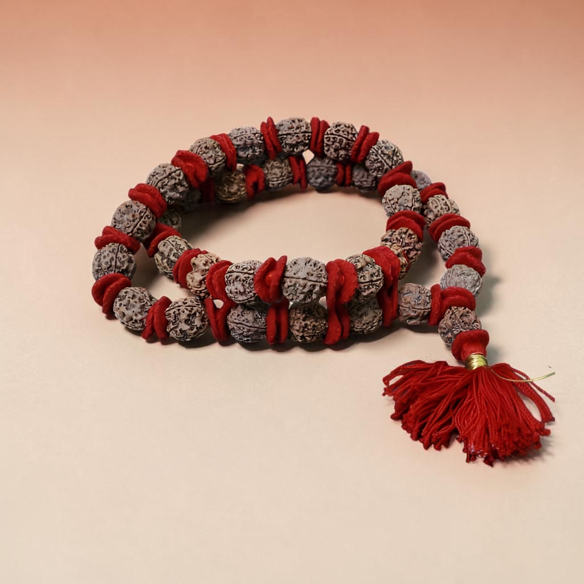 "Premium original 4 Mukhi Nepali Rudraksha Kantha Mala crafted with authentic Rudraksha beads, valued for spiritual significance and traditional elegance."