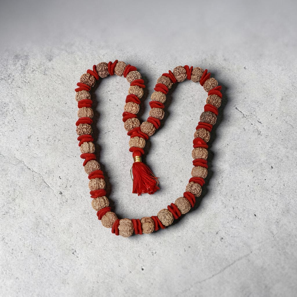 "Premium original 5 Mukhi Nepali Rudraksha Kantha Mala crafted with authentic Rudraksha beads, valued for spiritual significance and traditional elegance."