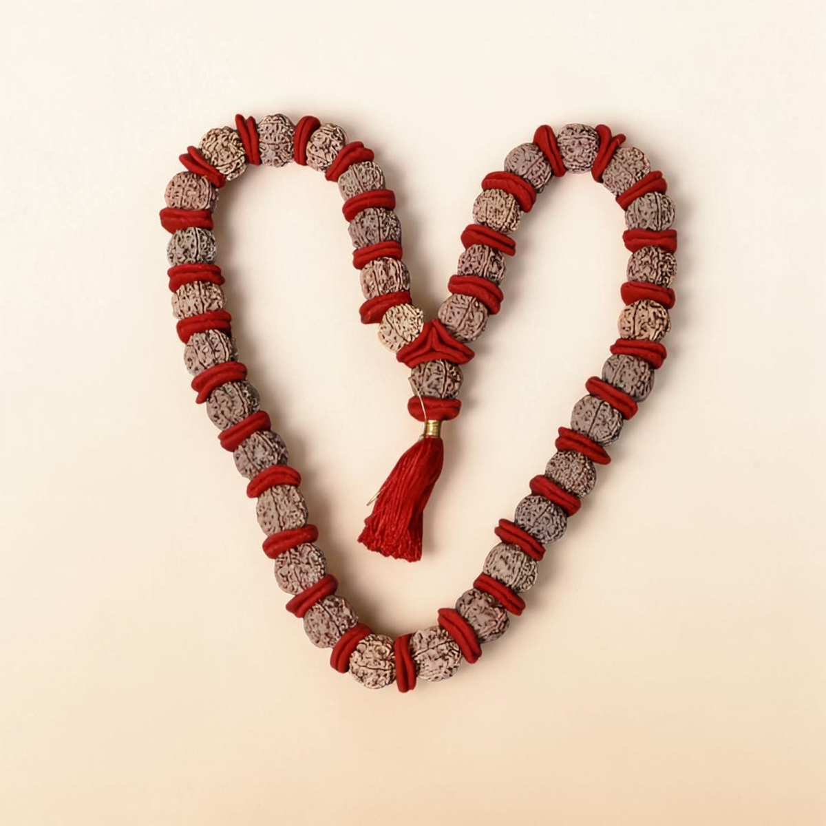 "Premium original 6 Mukhi Nepali Rudraksha Kantha crafted with authentic Rudraksha beads, valued for spiritual significance and traditional elegance."