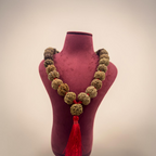 "Premium original 32+1 Beads 7 Mukhi Nepali Rudraksha Kantha Mala crafted with authentic Rudraksha beads, valued for spiritual significance and traditional elegance."