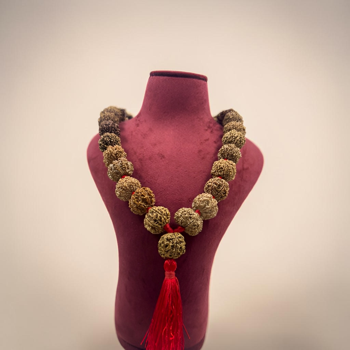 "Premium original 32+1 Beads 7 Mukhi Nepali Rudraksha Kantha Mala crafted with authentic Rudraksha beads, valued for spiritual significance and traditional elegance."