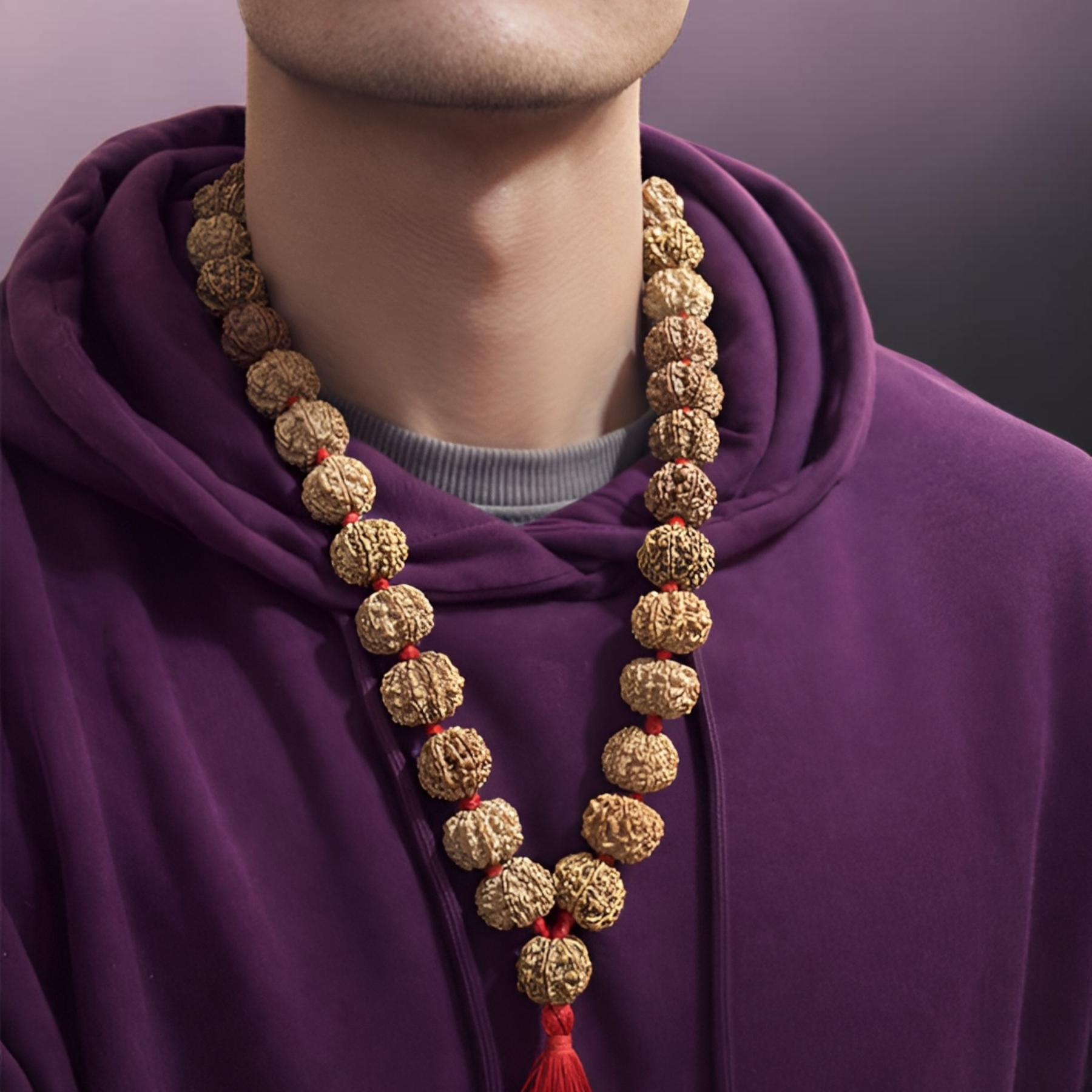 "Premium original 32+1 Beads 7 Mukhi Nepali Rudraksha Kantha Mala crafted with authentic Rudraksha beads, valued for spiritual significance and traditional elegance."