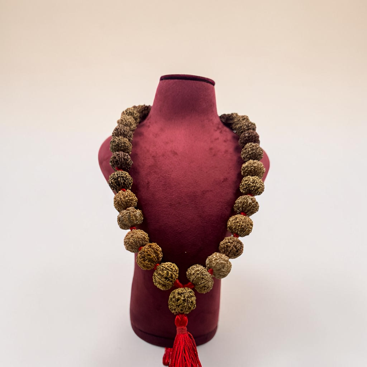 "Premium original 32+1 Beads 7 Mukhi Nepali Rudraksha Kantha Mala crafted with authentic Rudraksha beads, valued for spiritual significance and traditional elegance."