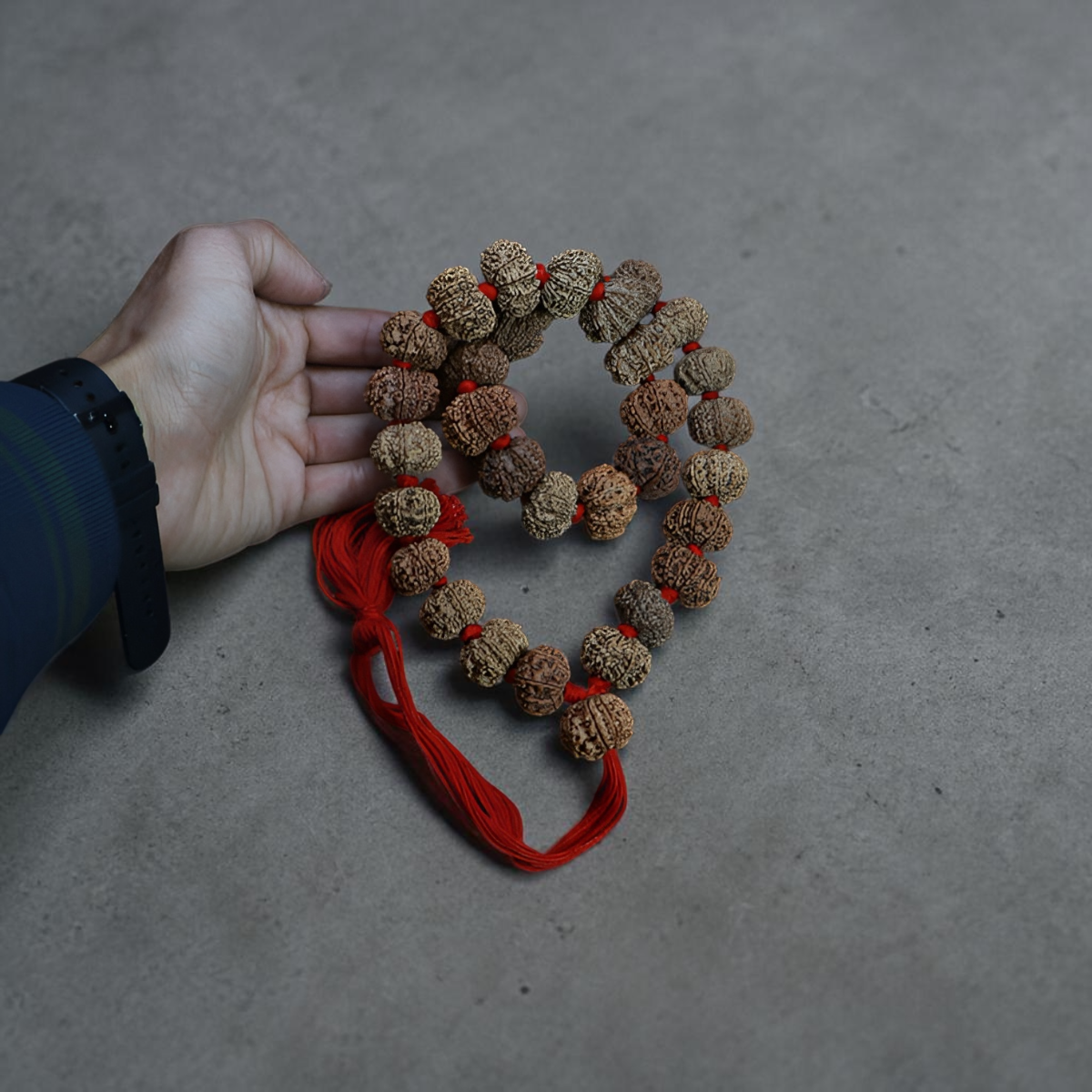 "9 Mukhi Nepali Rudraksha Kantha made with authentic Rudraksha beads in a traditional and spiritual design."