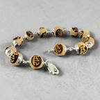 "Ram Naam Tulsi Bracelet with pure silver elements, crafted from sacred Tulsi beads with spiritual and elegant design."