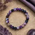 "Premium natural Purple Banded Agate Stone Bracelet with polished gemstone beads, crafted for elegance, beauty, and positive energy."