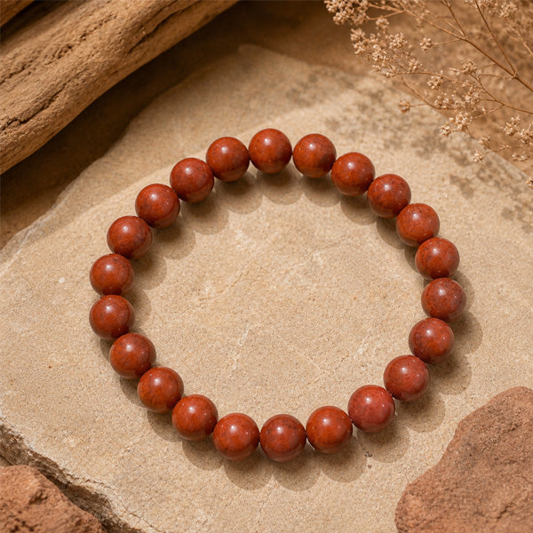 "Premium natural Red Jasper Stone Bracelet with polished gemstone beads, crafted for elegance, beauty, and positive energy."
