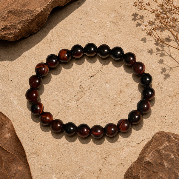 "Premium natural Red Tiger Stone Bracelet with polished gemstone beads, crafted for elegance, beauty, and positive energy."