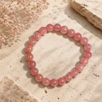 "Premium natural Strawberry Quartz Stone Bracelet with polished gemstone beads, crafted for elegance, beauty, and positive energy."